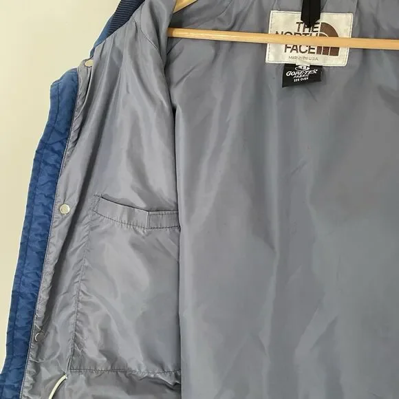 RARE Vintage 80s North Face Gore-Tex Mountain Anorak Hooded Blue Jacket Men Sz L